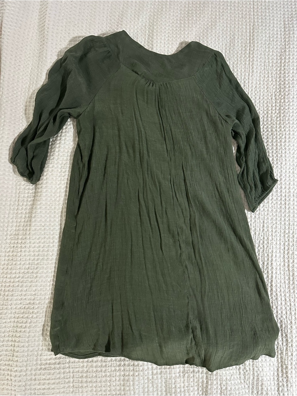 Lucky Brand, Olive Green, Crochet-Yoke, Boho, Women’s Dress - Picture 2 of 3
